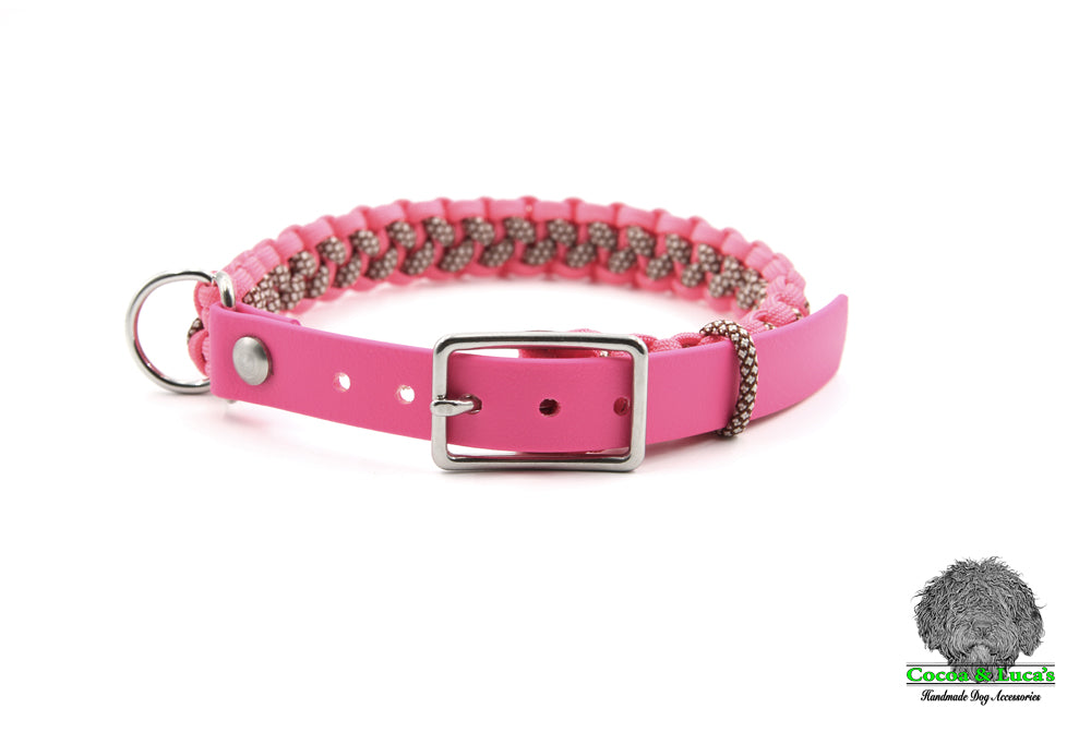 Solomon s Dragon Paracord Dog Collar Hot Pink